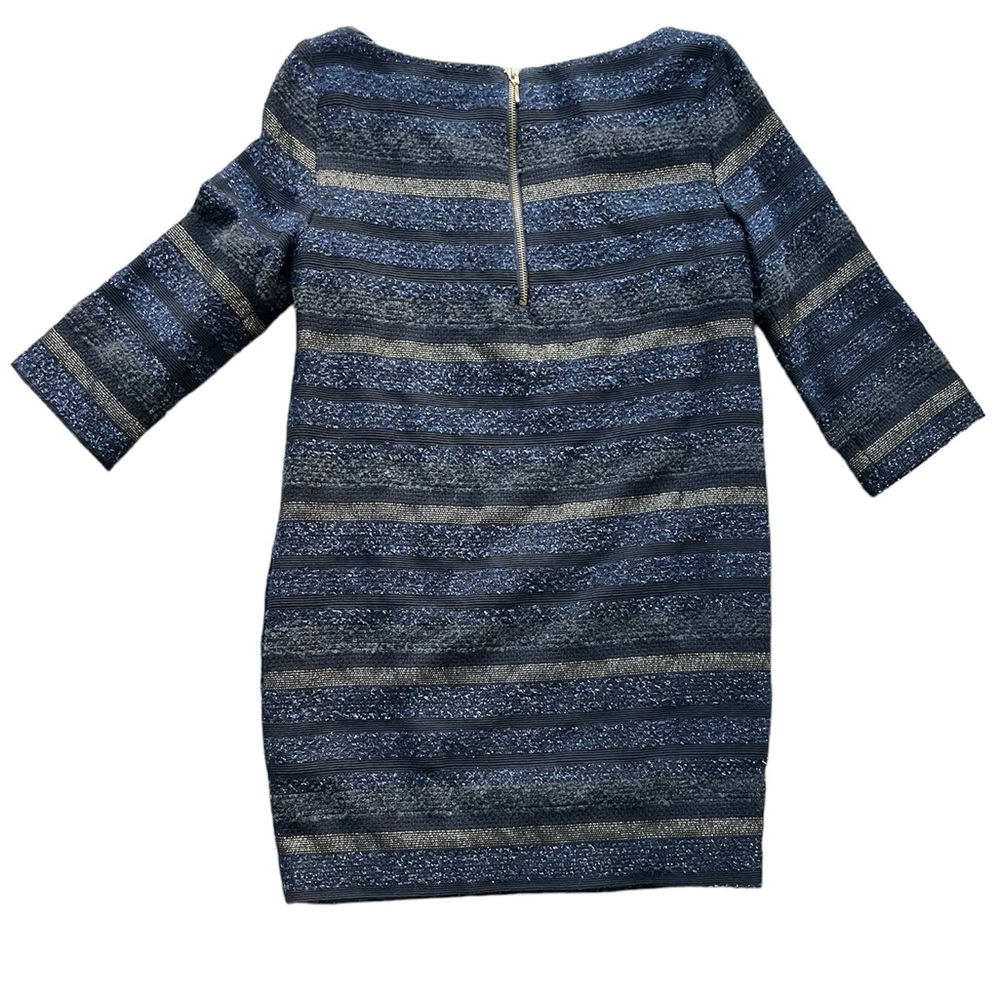 Zara Basic Metallic Stripe Tweed Shift Dress Long… - image 2